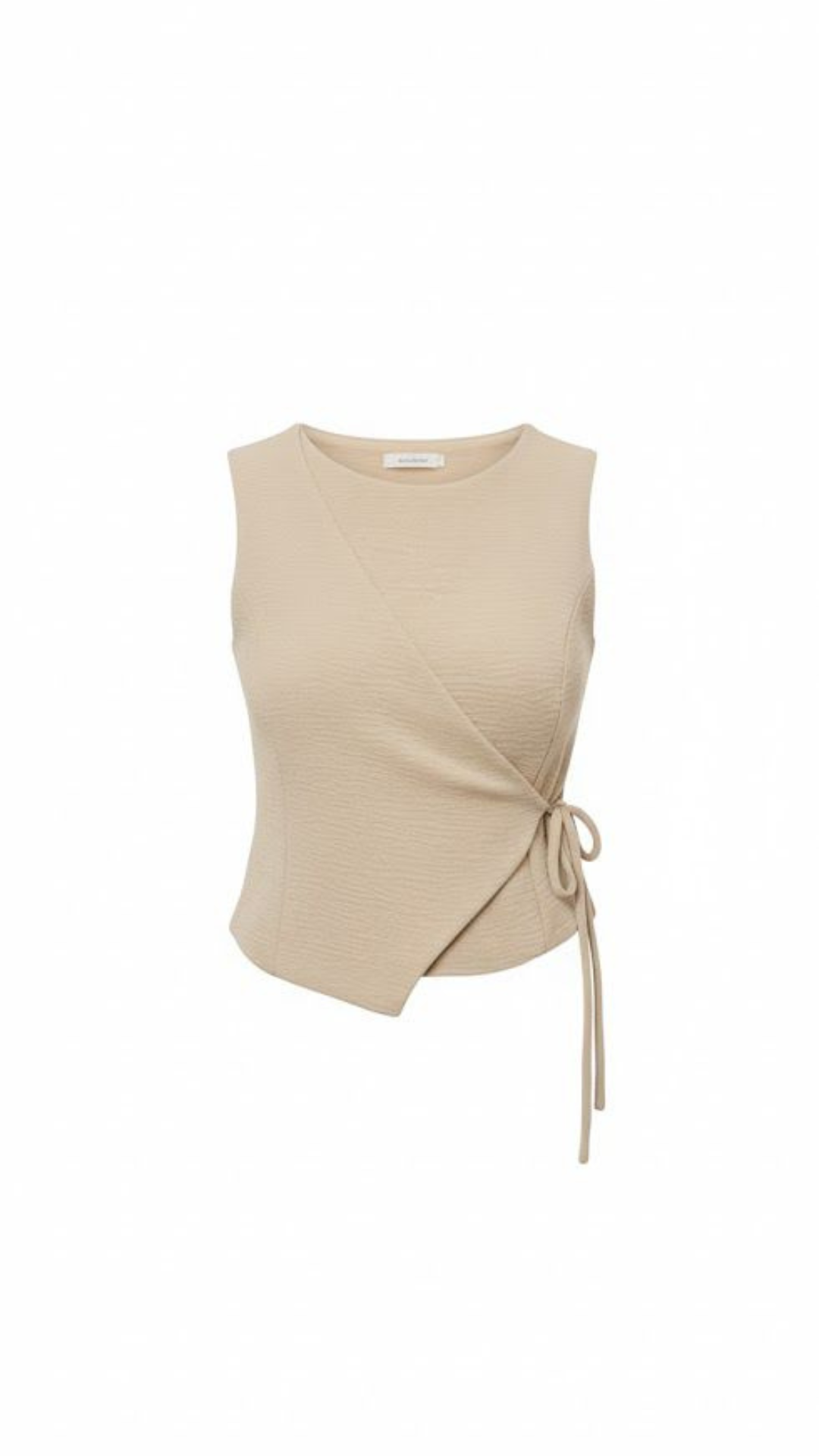 Beige Linen Tie Up Top